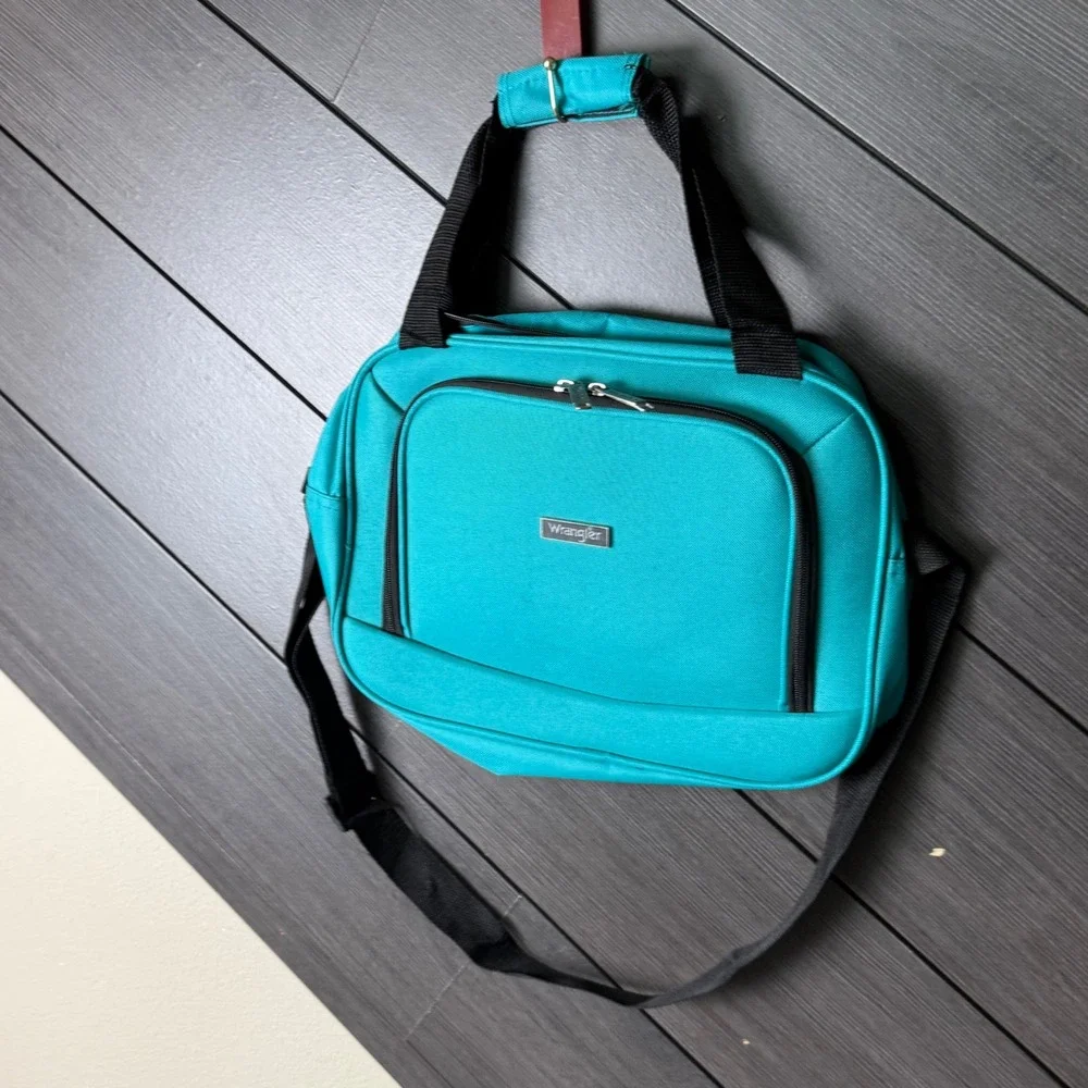 Wrangler Teal Black Carry On Travel Bag Weekender Duffel Shoulder Tote
